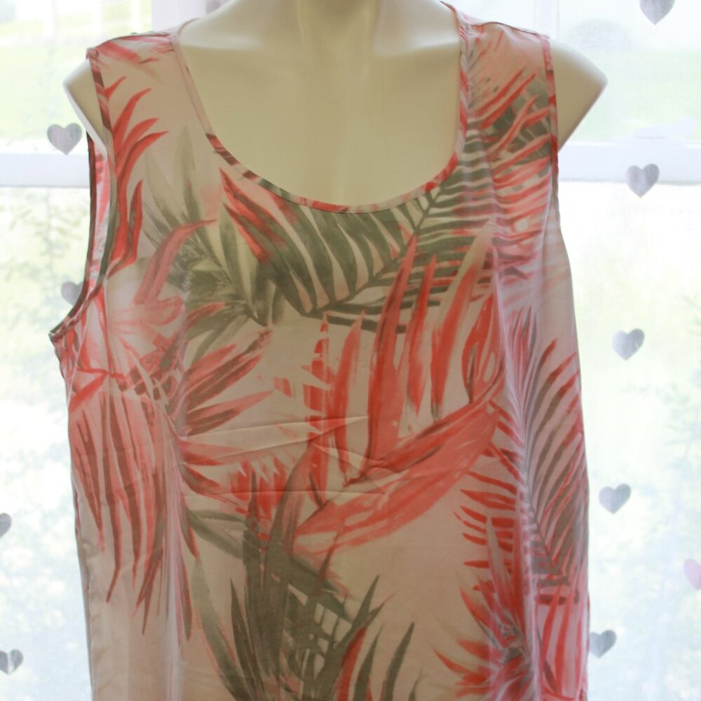 #321 Chico's White Red Green Palm Tree Print Dressy Tank Size 3 (16)